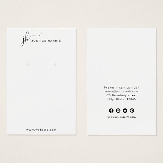 Script élégant Monogramme moderne Professionnel (Devant & derrière)