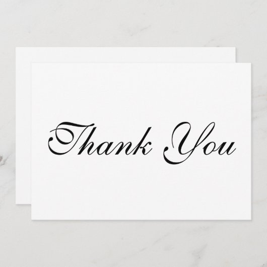 Script élégant noir blanc Merci carte de note (Devant / Derrière)