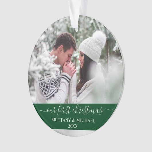 Script élégant Notre Premier Couple de Noël Vert (devant)