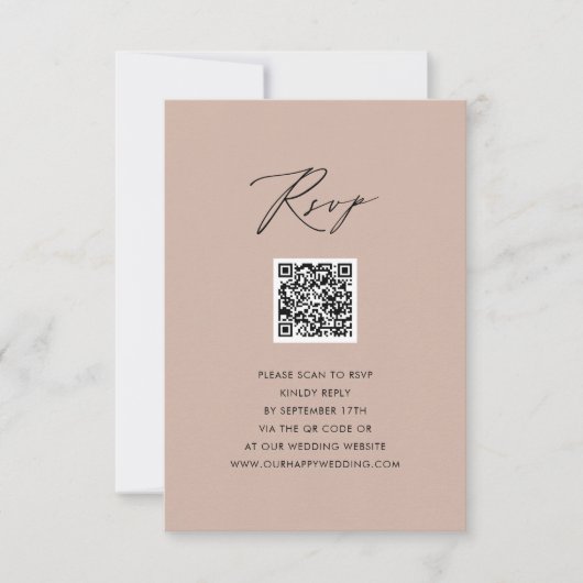 Script élégant rose vif Simple mariage QR RSVP (Devant)