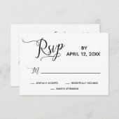 Script élégant Simple Noir Blanc Mariage RSVP (Devant / Derrière)