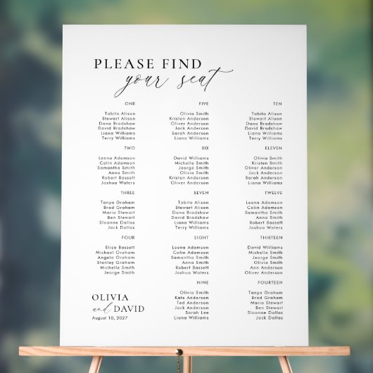 Script élégant Trouvez votre siège Mariage signe a (Neutre)