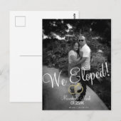 Script Eloped Zwart Wit Foto Faux Gouden Ring Briefkaart (Voorkant / Achterkant)