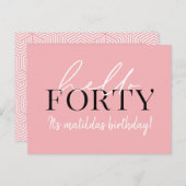 Script en geometrische 40e verjaardag briefkaart (Voorkant / Achterkant)