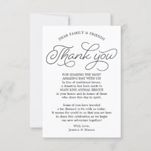 Script en lieu et place des faveurs Merci Carte de