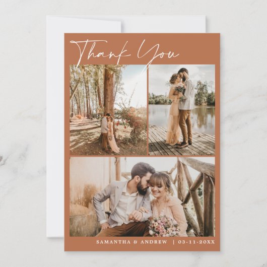 Script en terre cuite chic 6 photos mariage merci (Devant)