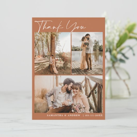 Script en terre cuite chic 6 photos mariage merci (Debout devant)