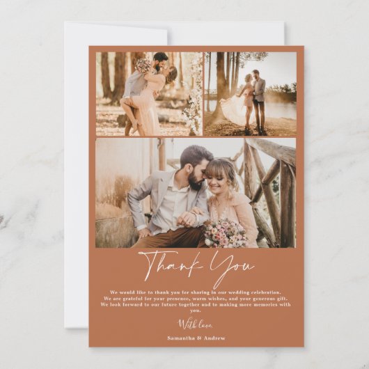 Script en terre cuite chic 6 photos mariage merci (Dos)