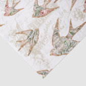 Script Ephemera Waterverf Floral Swallows Tissuepapier (Detail)