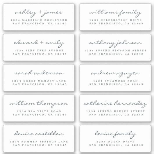 Script Étiquette de adresse invité ORDER 6" ou 8" (Devant)