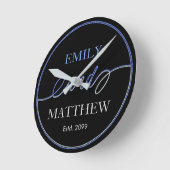 Script Faisant Avec Couple Names Horloge murale (Angle)