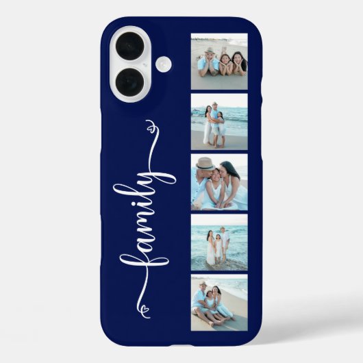 Script Familie Foto Navy Blauwe Case-Mate iPhone Case (Achterkant)