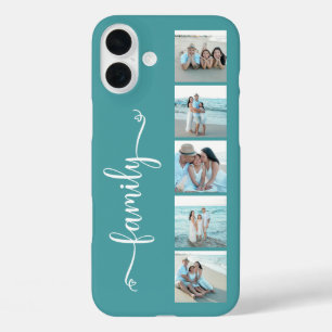 Script Familie Foto Teal iPhone 16 Plus Hoesje