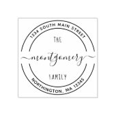 Script Familienaam 10 Rond Aangepast Terugkeeradre Rubberstempel (Afrduk)