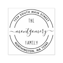 Script Familienaam 10 Rond Aangepast Terugkeeradre Zelfinktende Stempel