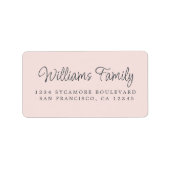 Script Familienaam Pastel Roze Retouradres Etiket (Voorkant)