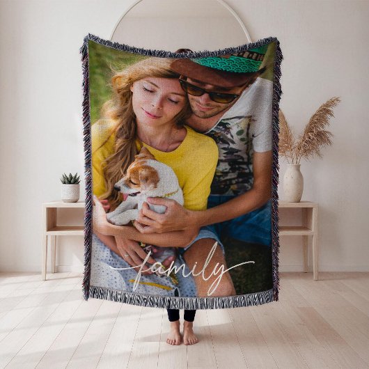 Script Family Photo Woven Deken