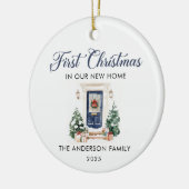 Script First Christmas At Our New Home Blue Keramisch Ornament (Links)