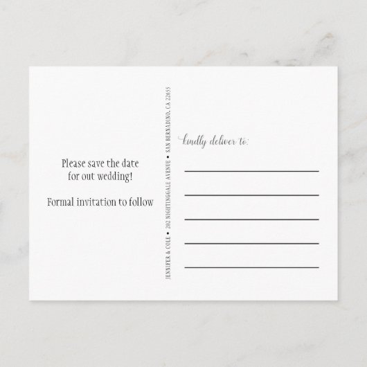 Script Five Photo Calendar Block De datum opslaan Aankondigingskaart (Achterkant)