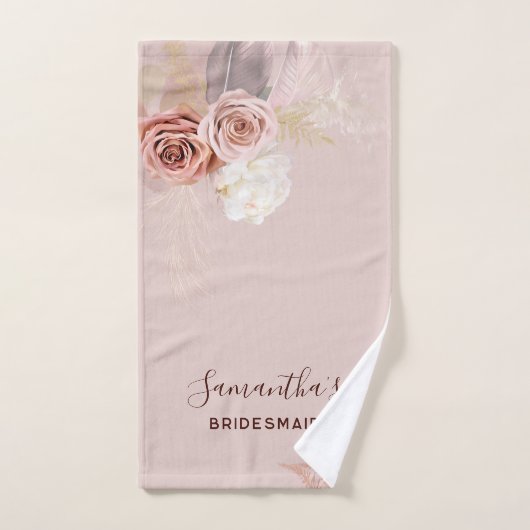 Script Fleur Rose Terre Cuite Demoiselle d'Honneur (Serviette à main)