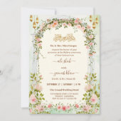 Script Floral Arch Walima Islamic Wedding Kaart (Voorkant)