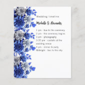 Script floral bleu blanc programme de mariage budg (Devant)