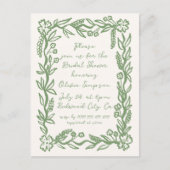 Script Floral Botanical Sage Vrijgezellenfeest Briefkaart (Voorkant)