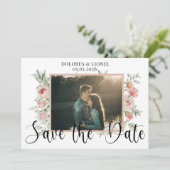 Script Floral Photo Minimalist Sla de datum op Kaart (Staand voorkant)