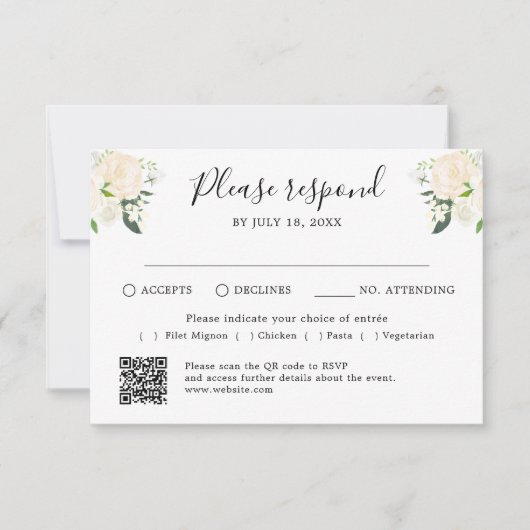 Script floral traditionnel QR Code RSVP (Devant)