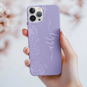 Script floral violet iPhone / coque ipad