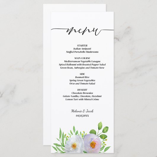 Script Floral Wedding Menu (Voorkant / Achterkant)