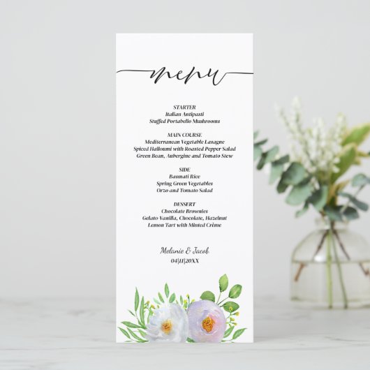 Script Floral Wedding Menu (Staand voorkant)