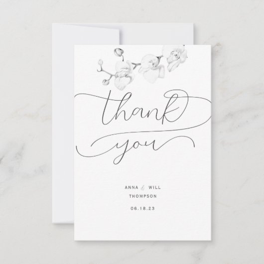 Script Flourds Orchidée Photo Mariage Merci (Devant)