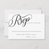 Script Floure Modern Black Reply RSVP-kaart RSVP Kaartje (Voorkant)