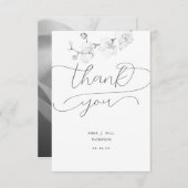 Script Flourishes Orchid Photo Weddenschap Bedankt (Voorkant / Achterkant)