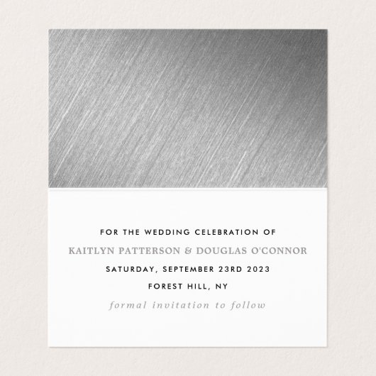 Script Foil Argent Moderne Modifier La Carte Date (Intérieur déplié)