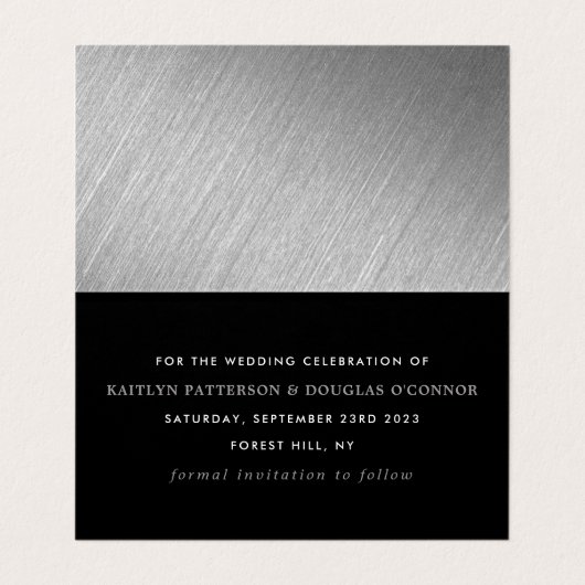 Script Foil Argent Moderne Modifier La Carte Date (Intérieur déplié)