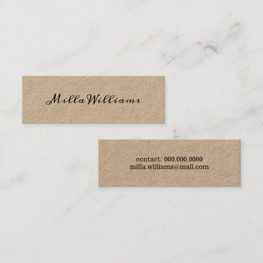 script-font-style minimalistisch elegant rustic mini visitekaartje (Voorkant / Achterkant)