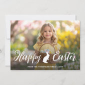 Script Font With Bunny Motif Easter Photo Template Kaart (Voorkant)