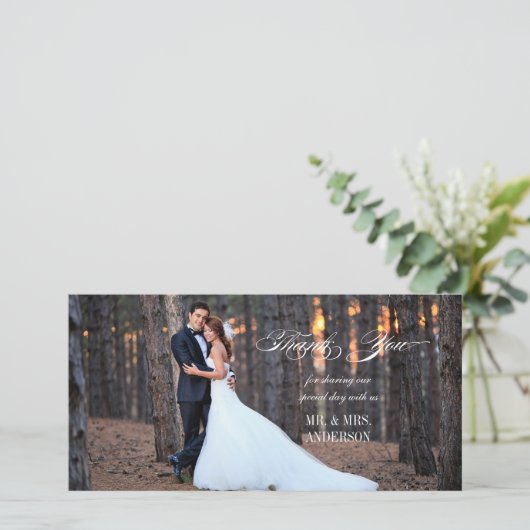 Script formel | Carte photo mariage Merci (Debout devant)