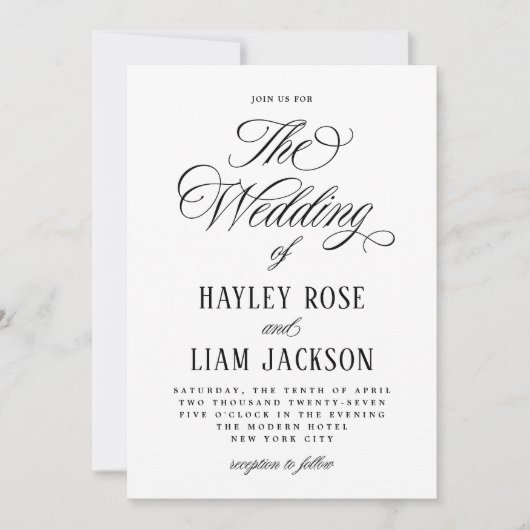 Script formel Élégant Mariage Invitation (Devant)