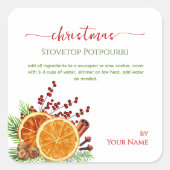 Script Fornuis Kerst Borrelende Potpourri Vierkante Sticker (Voorkant)