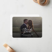 Script Foto Hand-Lettered Wedding Dank u kaart Notitiekaartje (Voorkant / Achterkant in situ)