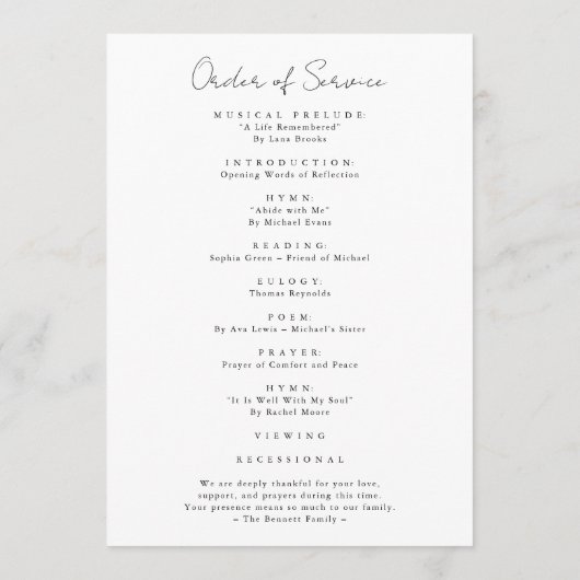 Script Funeral Memorial Order of Service Photo Programma (Achterkant)