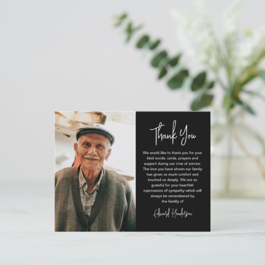 Script Funeral Photo Sympathy Bedankkaart (Staand voorkant)