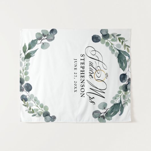 Script FUTURE MRS Bruiloft Bridal Shower Achtergro Wandkleed (Voorkant (horizontaal))