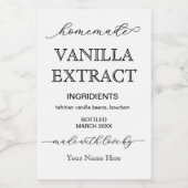 Script gepersonaliseerd zelfgemaakt vanille-extrac wijn etiket (Enkel label)