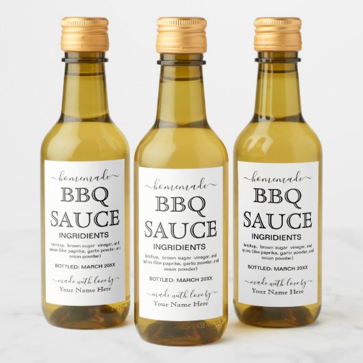 Script Gepersonaliseerde Zelfgemaakte BBQ SAUS Lab Wijn Etiket (Flessen)