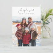 Script Glorie aan God Religieuze Kerstfotokaart Kaart (Staand voorkant)