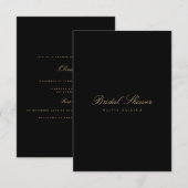 Script Gold & Black Bridal Shower Invitation (Devant / Derrière)